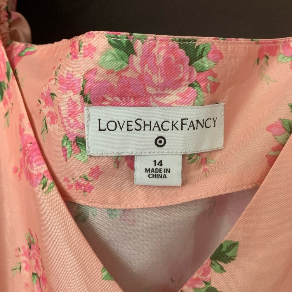 Women's Cécile Puff Sleeve Dress - LoveShackFancy for Target Pink Melon Size 14 - Picture 8 of 9